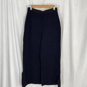 St. John Evening Santana Knit Wide Leg Crop Pants Size 4 Navy